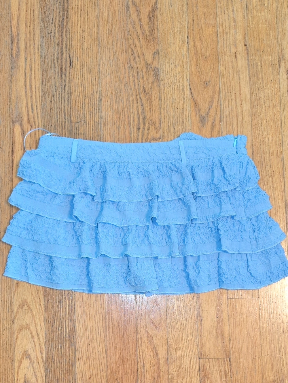 Sky Blue Ruffled Tiered Mini Skirt
